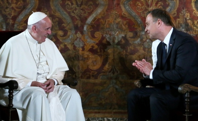 Prezydent Andrzej Duda podczas spotkania z papieżem Franciszkiem na Wawelu, fot. PAP/Paweł Supernak