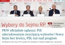 Wyborcy; PKW (25 X, 7.00-21.00, 26 X, 22.35) – Do Sejmu wchodzi 6 partii