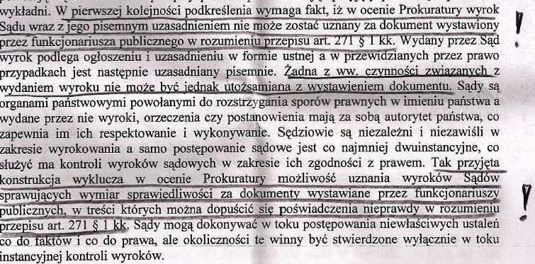Przestępcze poświadczenie nieprawdy przez prok. Justynę Brzozowską z Prokuratury Okręgowej w Warszawie, sygn. VI Ds 321/11