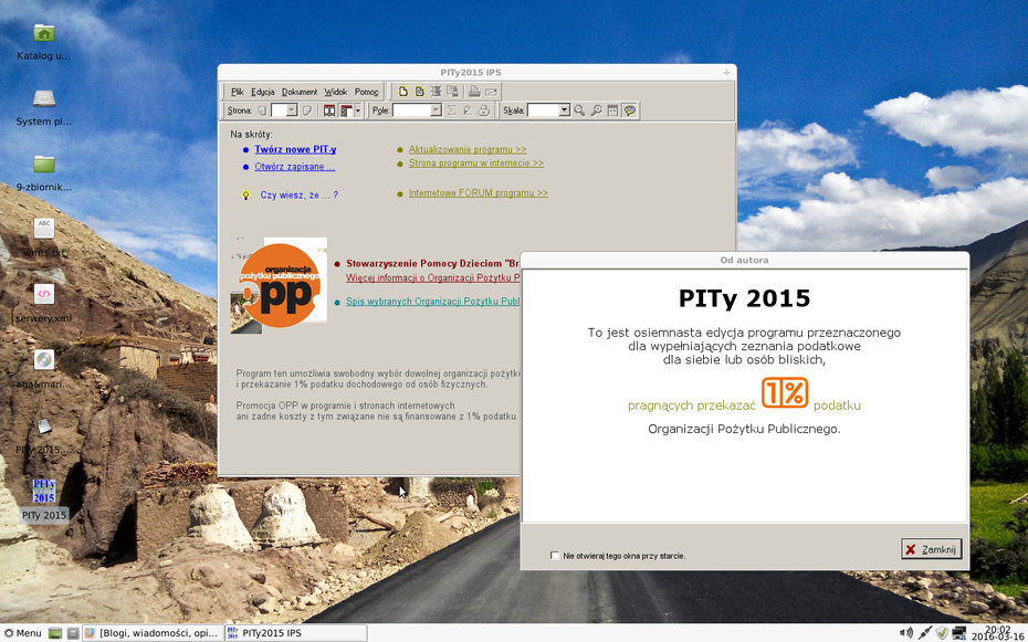 program PITy2015 na pulpicie Linux Mint 13
