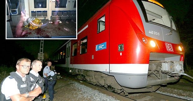 Akcja ratunkowa po ataku Afgańczyka na pociąg w Niemczech. źródło: Twitter