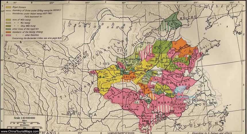 Mapa czasów schyłku Zachodniej Dynastii Zhou
