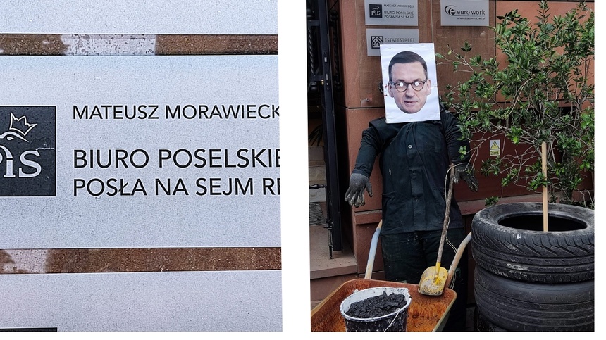 Protest przed biurem poselskim Mateusza Morawieckiego, Fot. Komisja Krajowa WZZ "Solidarność 80"