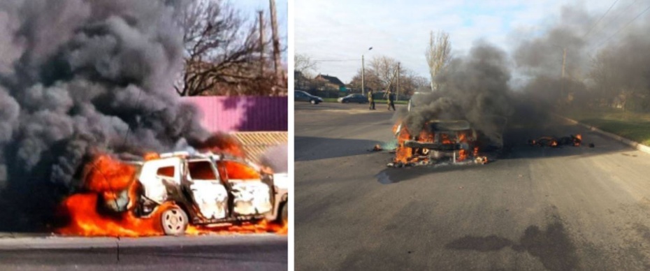 Kolaborant Andrij Sztepa spłonął w swoim samochodzie.