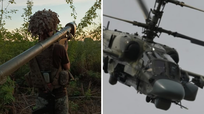 Ukraińscy żołnierze z wojsk powietrznodesantowych zestrzelili rosyjski śmigłowiec Ka-52 Aligator.  Źródło: Facebook/25. Samodzielna Siczesławska Brygada Powietrznodesantowa
