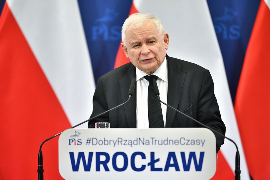 Jarosław Kaczyński podczas spotkania z mieszkańcami Wrocławia. (fot. PAP)