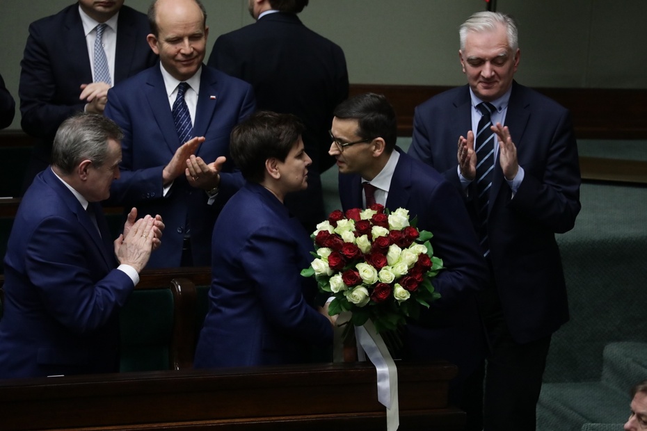Premier Mateusz Morawiecki i wicepremier Beata Szydło w Sejmie, fot. PAP/Tomasz Gzell