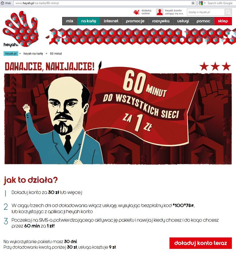 autor: heyah; kampania reklamowa posługująca się wizerunkiem Lenina