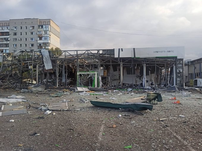 Zaporoże po ataku rakietowym, fot. Twitter