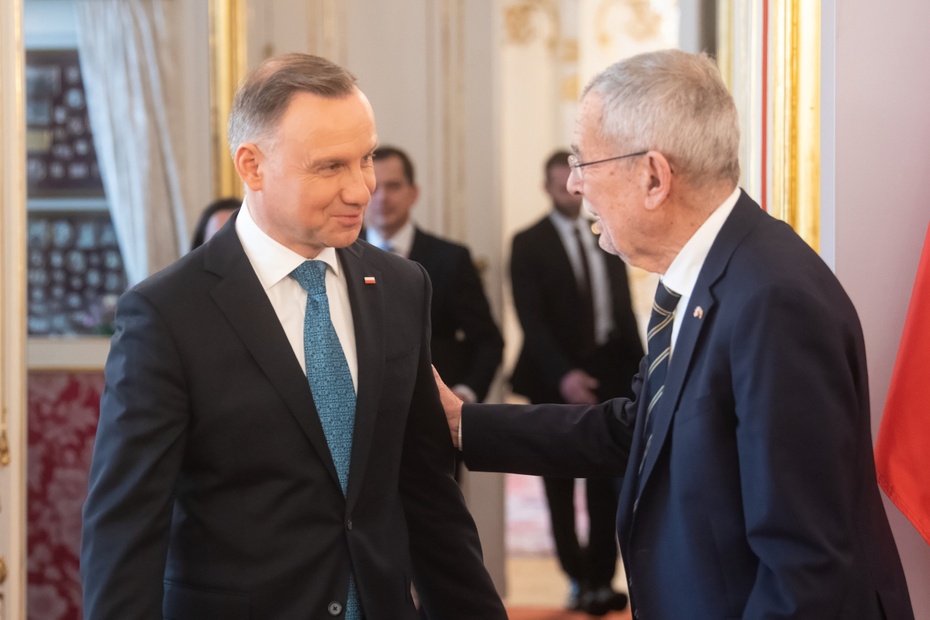 Andrzej Duda podczas spotkania z prezydentem Austrii Alexandrem van der Ballen. (fot. PAP/EPA)