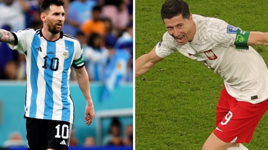 Lionel Messi (L) i Robert Lewandowski (P). Fot. PAP/EPA