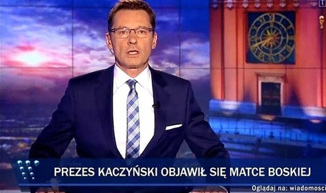 Krzysztof Ziemiec z wygenerowanym paskiem. fot. Facebook