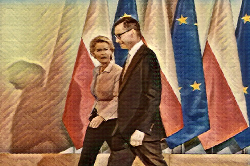 Ursula von der Leyen i Mateusz Morawiecki. Fot. PAP/Mateusz Marek/Canva