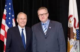 Donald Rumsfeld 13th and 21st United States Secretary of Defense with Gregory Akko