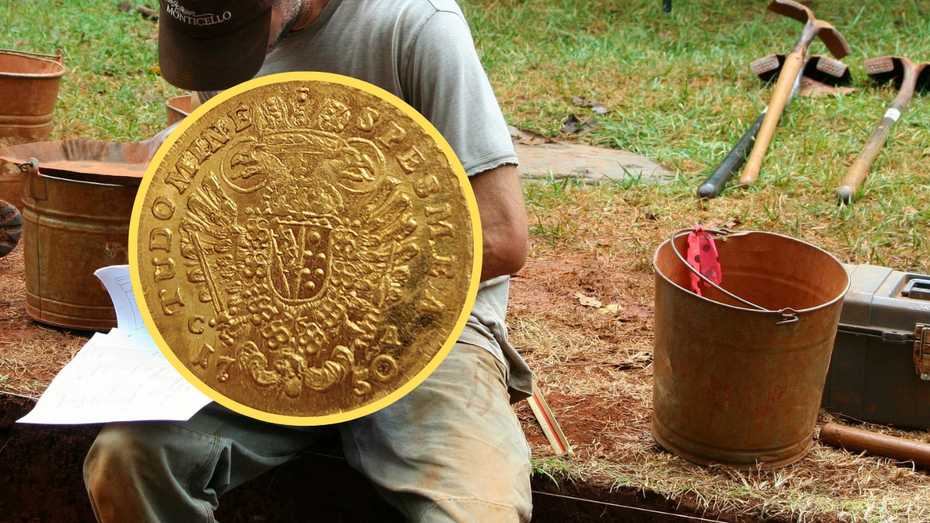 (Archeolodzy wydobyli złote monety. Fot. Facebook/Dolnośląski Wojewódzki Konserwator Zabytków, Pixabay)
