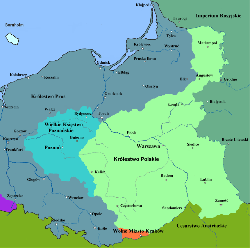 Ziemie Królestwa Polskiego od 1815 (od 1832 "Kongresowego") do 1918