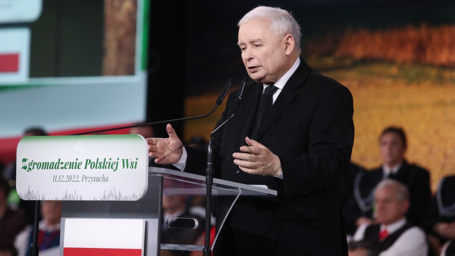 Jarosław Kaczyński podczas Zgromadzenia Polskiej Wsi w Przysusze. (fot. PAP)