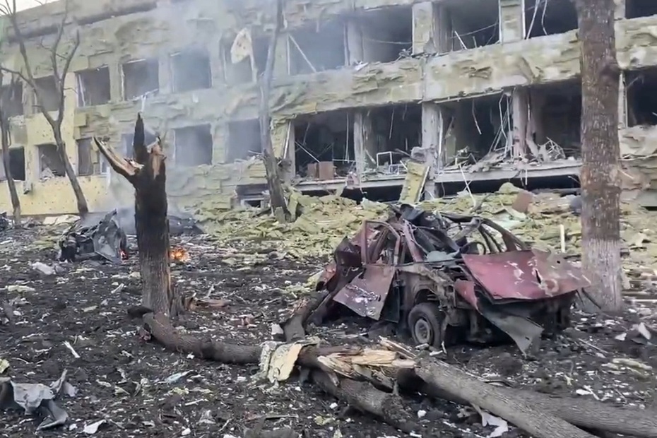 Zniszczony szpital położniczy w Mariupolu (źródło: PAP)