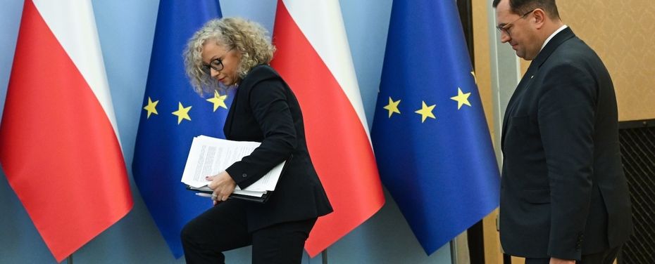 Sekretarz stanu w KPRM Katarzyna Kotula podczas konferencji prasowej w KPRM/PAP