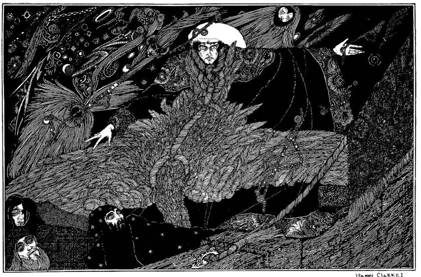 wiktoriańska ilustracja do "Rymów o starym marynarzu" Coleridge'a autorstwa Harry'ego Clarke'a (Internet Archive, Cornell University, źródło: https://victorianweb.org/art/illustration/clarke/1.html)