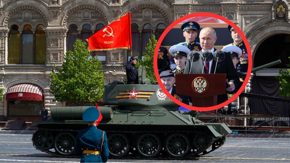 Władimir Putin z czołgiem T-34 na Placu Czerwonym w Moskwie. Fot. PAP/EPA/GAVRIIL GRIGOROV / SPUTNIK / KREMLIN POOL / PAP/EPA/STRINGER