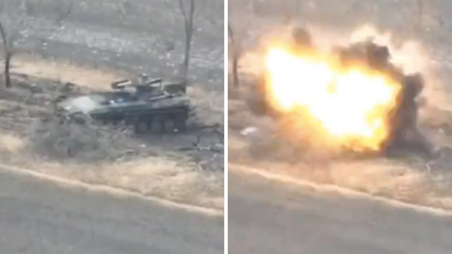 Ukraiński czołg zniszczony przez Javelin. Źródło: Twitter/@DefenceU