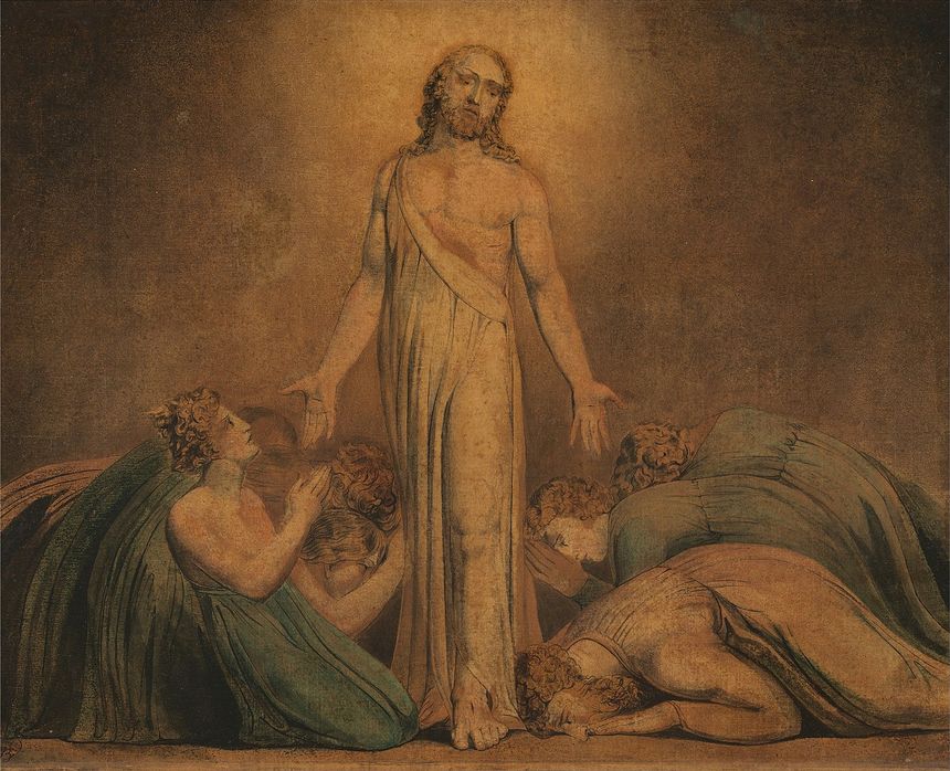 William Blake, "Chrystus ukazuje się Apostołom po Zmartwychwstaniu" (między 1795 a 1805)