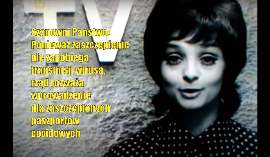 Koloryzowana stop klatka z materiału filmowego z Marią Wróblewską