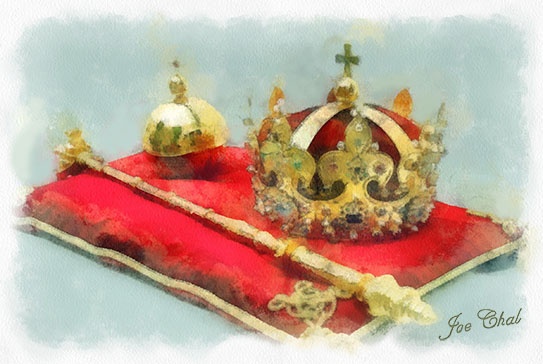 Atrybuty monarchii – akwarela, autor Joe Chal