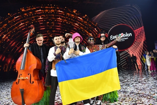 Kalush Orchestra - zwycięzcy 66. Konkursu Piosenki Eurowizji, fot. PAP/EPA/ALESSANDRO DI MARCO