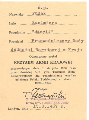 Krzyż AK nr 1. Fot. K. Mazowski