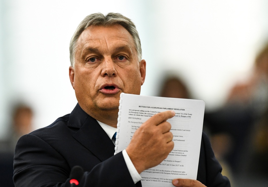 Parlament Europejski uruchamia artykuł 7 wobec Węgier . fot. PAP/EPA/PATRICK SEEGER