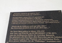 Tablica pamięci Eichendorffa na zamku w Toszku.