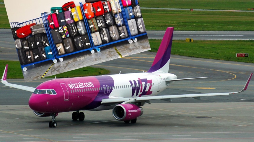 Samolot linii Wizz Air przyleciał z Gruzji do Polski bez bagaży pasażerów. Fot. Kudak/CC BY-SA 4.0/Pixabay/Canva