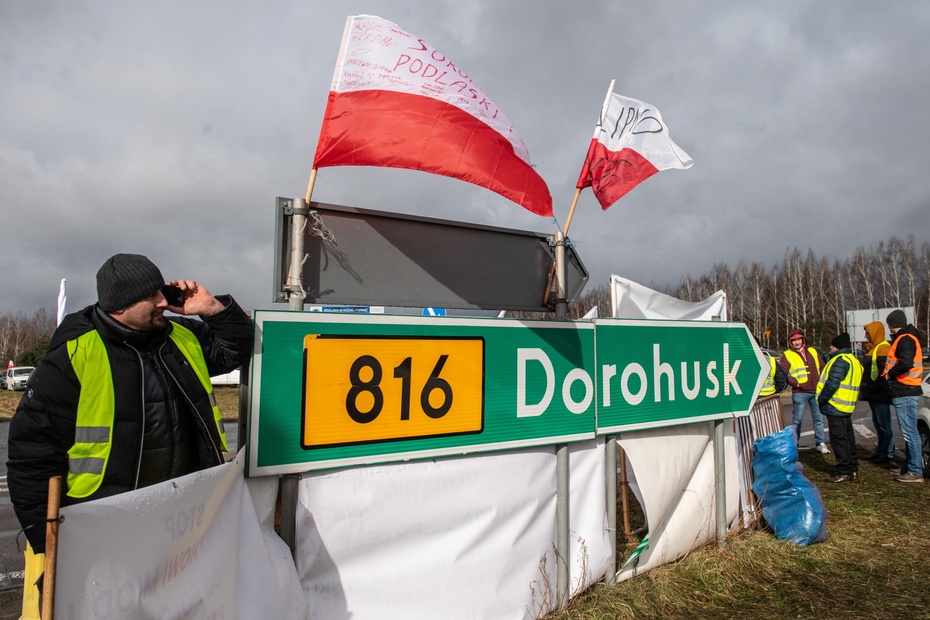 Protest rolników w Dorohusku. Fot. PAP/Wojtek Jargiło