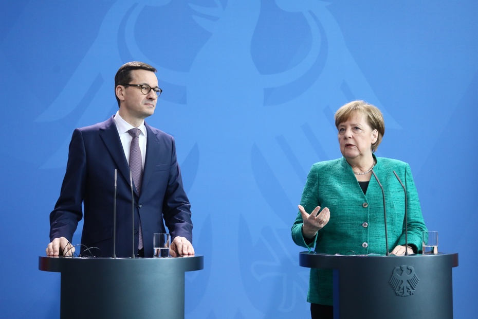 Mateusz Morawiecki i Angela Merkel w Berlinie. Fot. PAP/EPA