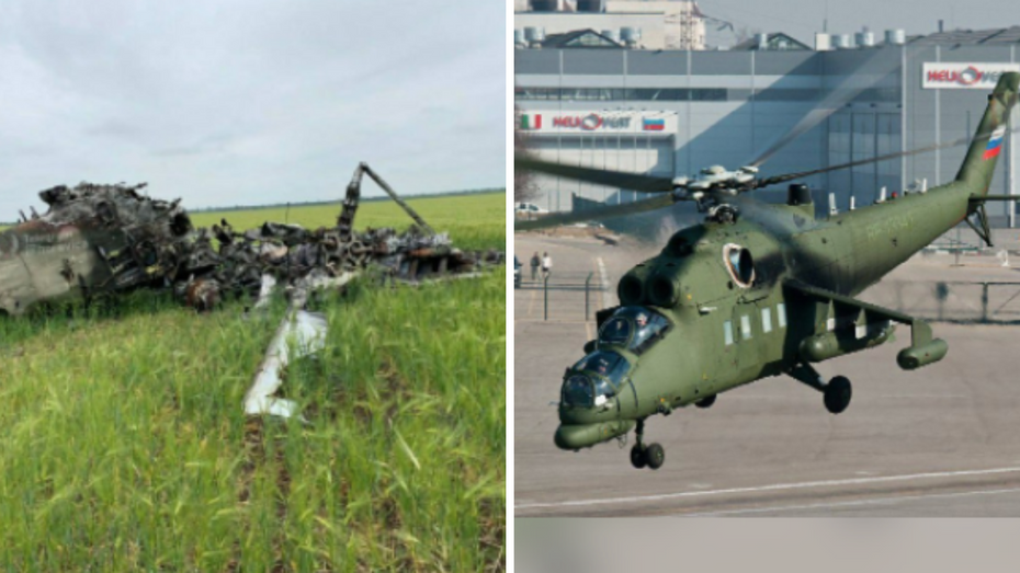 Ukraińskie wojsko zestrzeliło rosyjski śmigłowiec szturmowy Mi-35MS. Źródło: Telegram/@uniannet