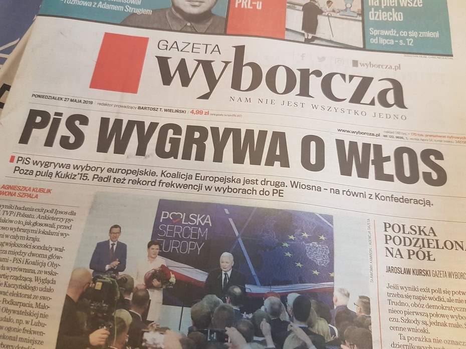 Okładka "Gazety Wyborczej" po eurowyborach. Fot. Twitter/Jerzy Polaczek