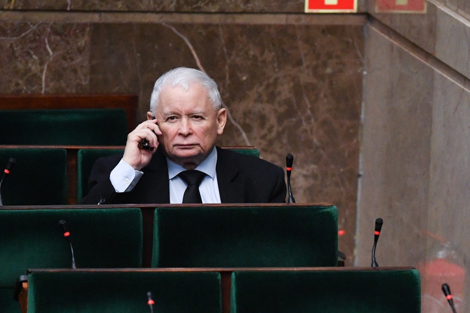 Prezes PiS Jarosław Kaczyński na sali obrad Sejmu w Warszawie. fot. PAP/Radek Pietruszka