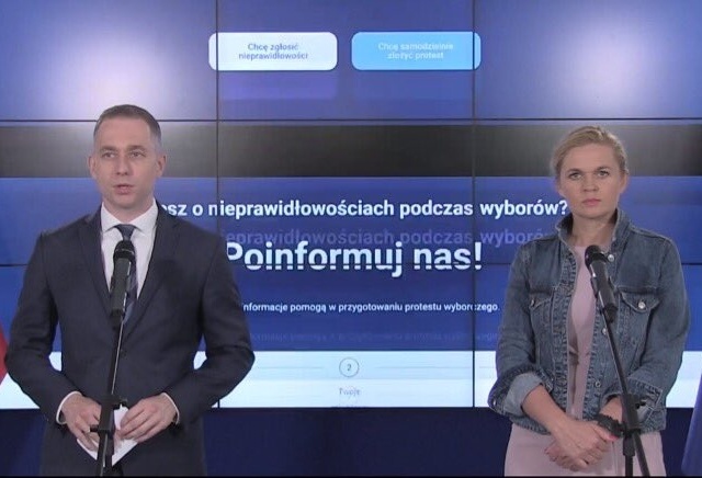 Cezary Tomczyk i Barbara Nowacka ze sztabu Rafała Trzaskowskiego, fot. Twitter