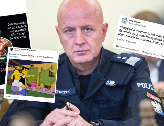 Jarosław Szymczyk jako mem. Internauci śmieją się z wybuchu w Komendzie Głównej Policji