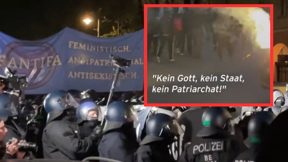 Demonstranci zaatakowali w niedzielę wieczorem policję w dzielnicy Kreuzberg w Berlinie. Fot. Twitter