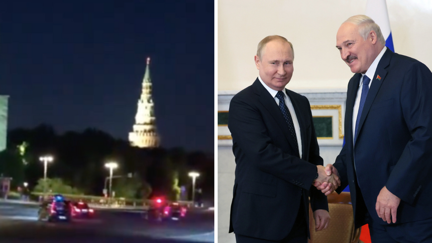 Władimir Putin wczoraj około godziny 23 przejechał ulicami Moskwy w kolumnie rządowej. Źródło: NEXTA, PAP/EPA