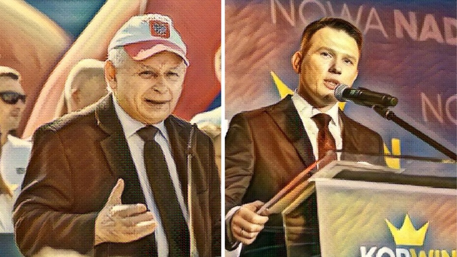 Jarosław Kaczyński (L) i Sławomir Mentzen (P). Fot. PAP/PAP/Paweł Topolski