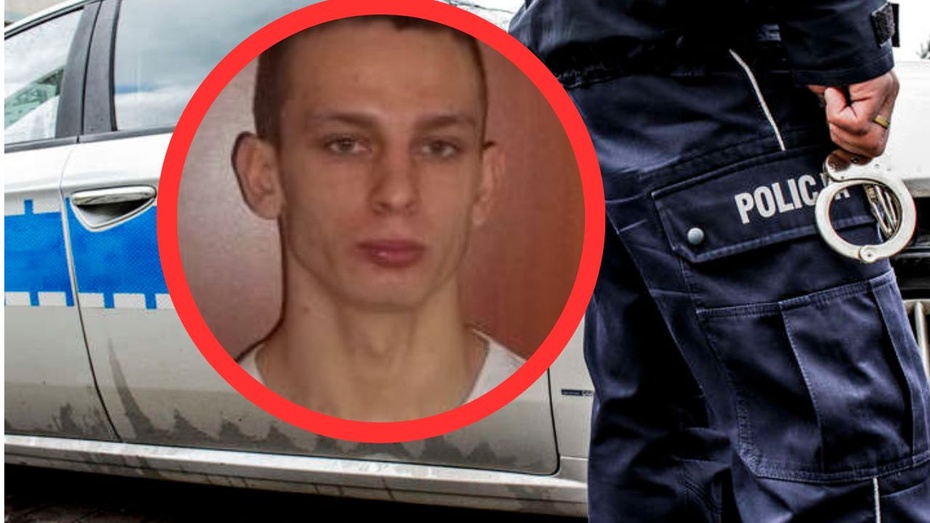 Policja opublikowała wizerunek 24-letniego Marcina Wolfa. Fot. PAP/Facebook/Wielkopolska Policja/Canva