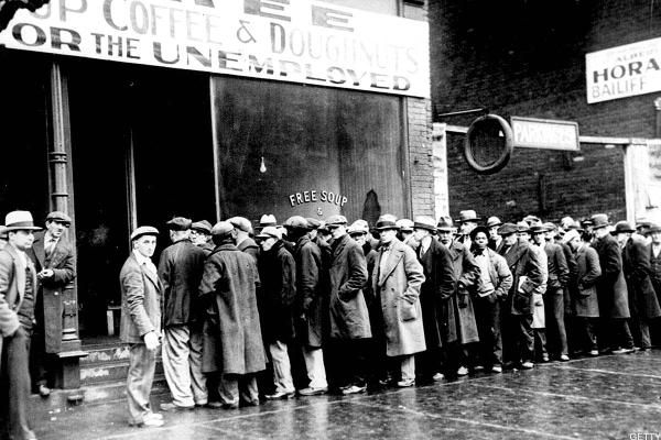 Robotnicy przed bankiem Rok 1924