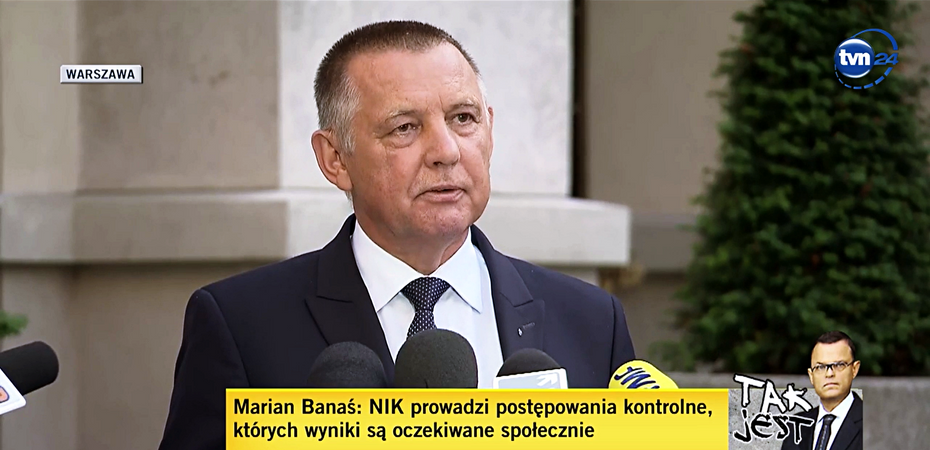Marian Banaś wygłosił oświadczenie. fot. screen TVN24