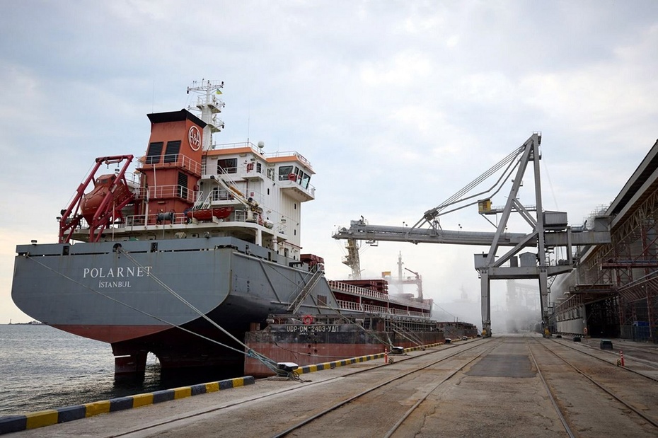 Statek towarowy Polarnet w porcie w Odessie na Ukrainie. Fot. PAP/EPA/UKRAINIAN PRESIDENTIAL PRESS SERVICE