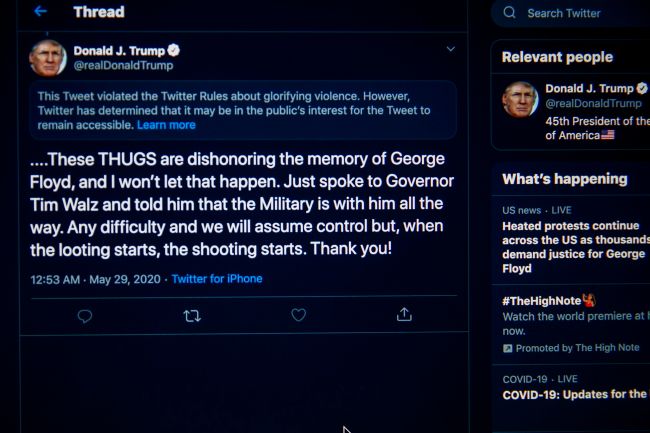 Donald Trump, Twitter, ocenzurowany twitt