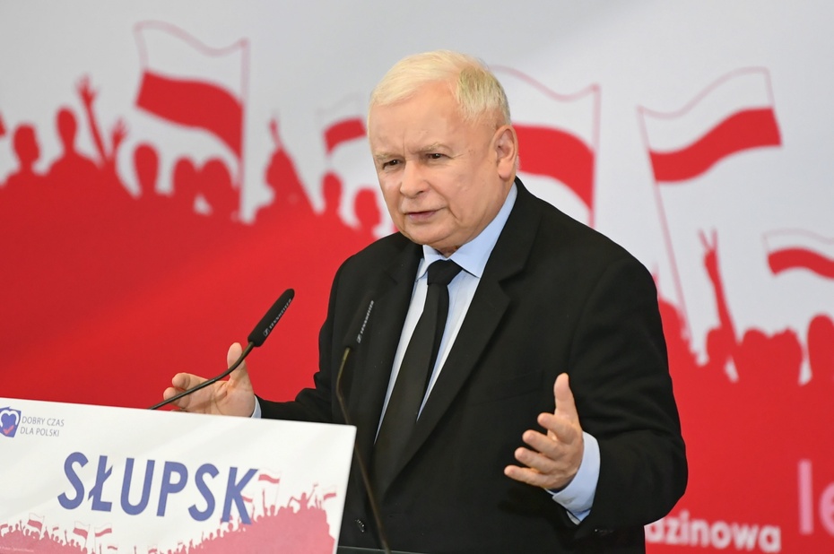 Jarosław Kaczyński podczas konwencji PiS w Slupsku. fot. PAP/Adam Warżawa
